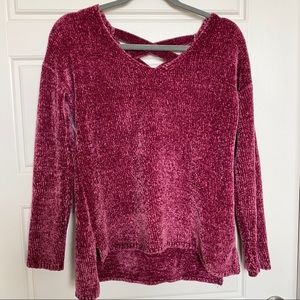 Pink Rose CrissCross Chenille Pink Sweater SM